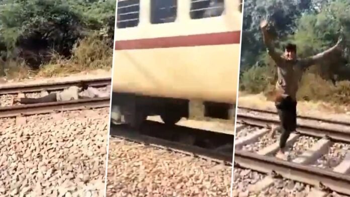रेलवे ट्रैक पर लेटा था शख्स