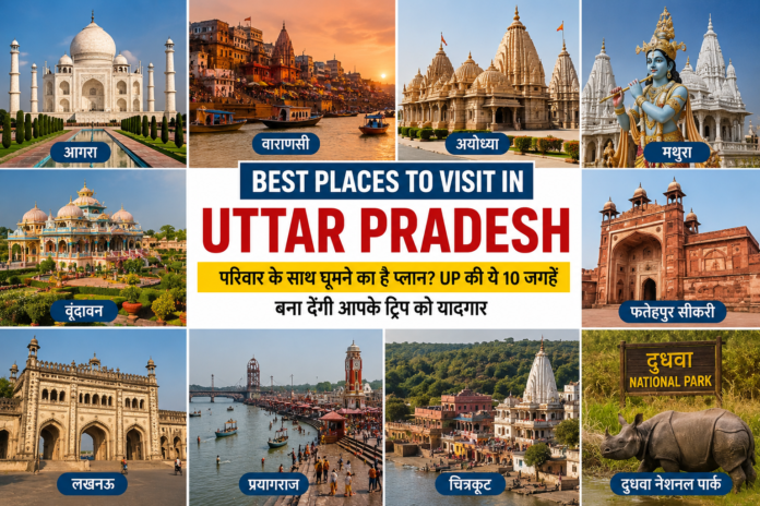 धार्मिक आस्था, ऐतिहासिक धरोहर, शानदार वास्तुकला और प्राकृतिक खूबसूरती से भरपूर उत्तर प्रदेश में घूमने के लिए कई बेहतरीन जगहें हैं। परिवार के साथ छुट्टियों का प्लान बना रहे हैं तो ये 10 डेस्टिनेशन आपकी